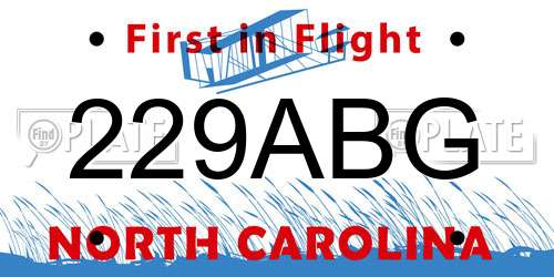 229ABG North Carolina License Plate