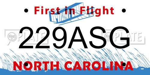 229ASG North Carolina License Plate