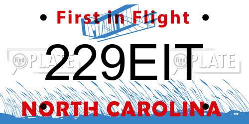 229EIT North Carolina License Plate