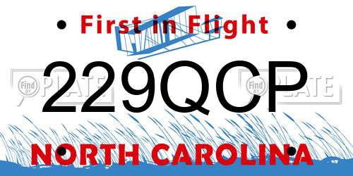 229QCP North Carolina License Plate