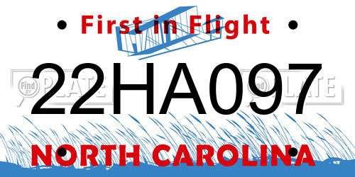 22HA097 North Carolina License Plate