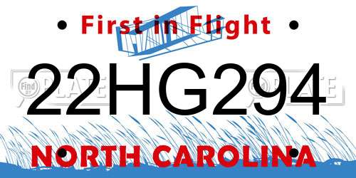 22HG294 North Carolina License Plate