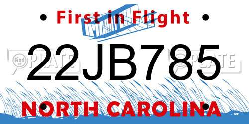 22JB785 North Carolina License Plate