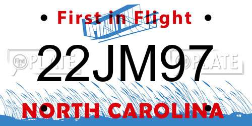22JM97 North Carolina License Plate