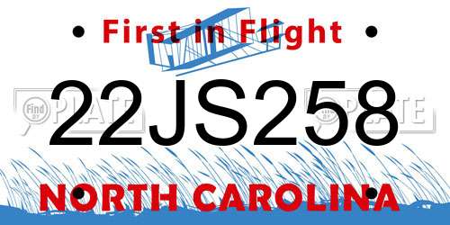 22JS258 North Carolina License Plate