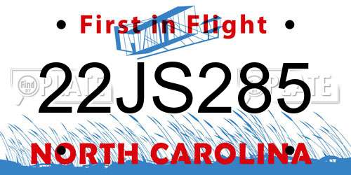 22JS285 North Carolina License Plate
