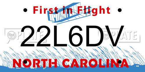 22L6DV North Carolina License Plate