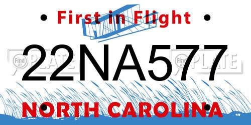 22NA577 North Carolina License Plate