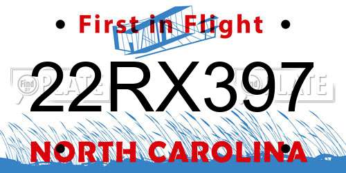 22RX397 North Carolina License Plate