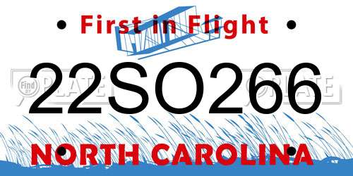 22SO266 North Carolina License Plate