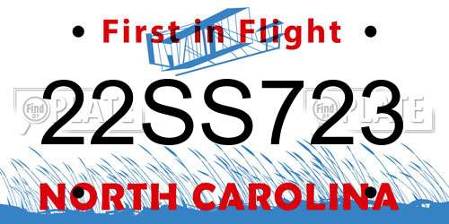 22SS723 North Carolina License Plate
