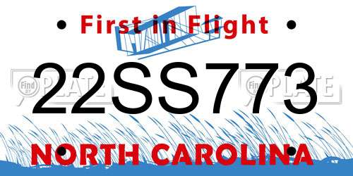 22SS773 North Carolina License Plate