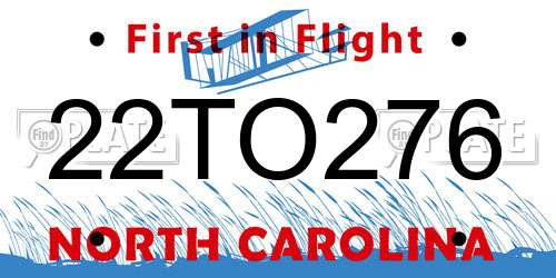22TO276 North Carolina License Plate