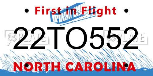 22TO552 North Carolina License Plate