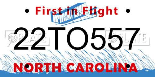 22TO557 North Carolina License Plate