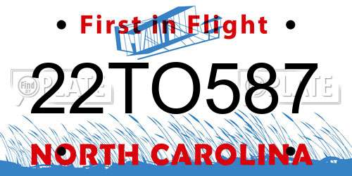 22TO587 North Carolina License Plate
