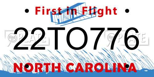 22TO776 North Carolina License Plate