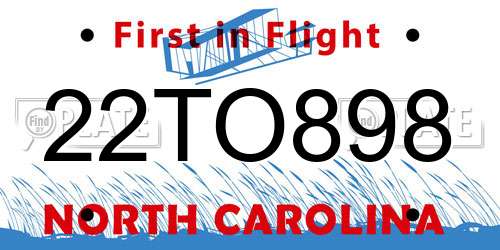 22TO898 North Carolina License Plate