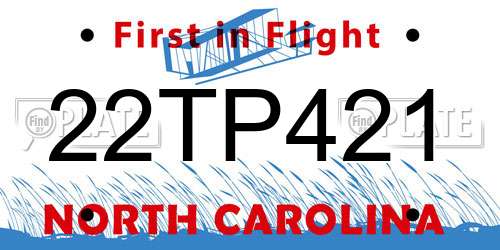 22TP421 North Carolina License Plate