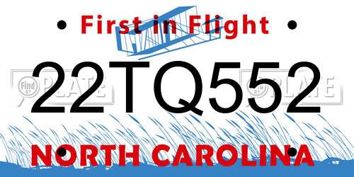 22TQ552 North Carolina License Plate