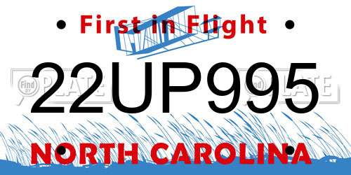 22UP995 North Carolina License Plate
