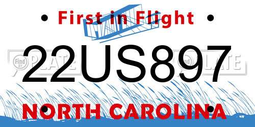 22US897 North Carolina License Plate