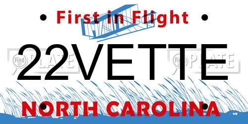 22VETTE North Carolina License Plate