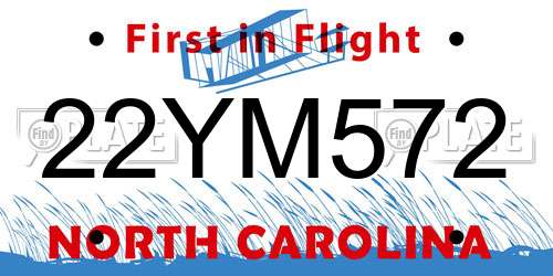 22YM572 North Carolina License Plate