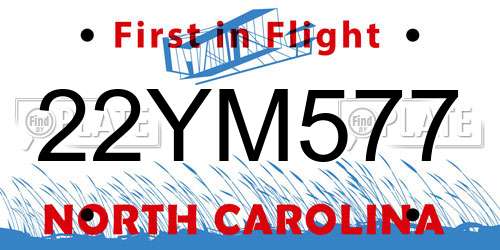 22YM577 North Carolina License Plate