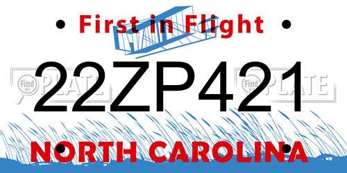 22ZP421 North Carolina License Plate