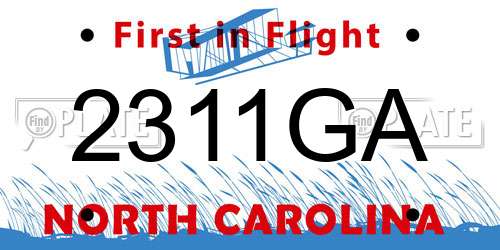 2311GA North Carolina License Plate
