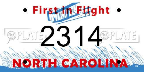 2314 North Carolina License Plate