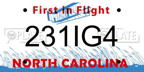 231IG4 North Carolina License Plate
