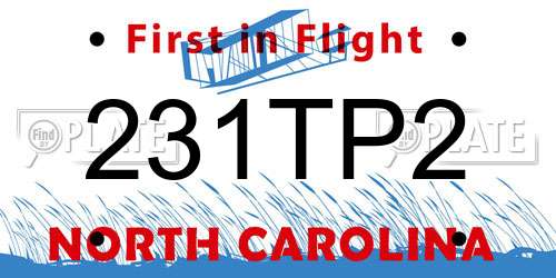 231TP2 North Carolina License Plate