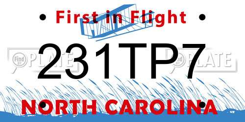 231TP7 North Carolina License Plate