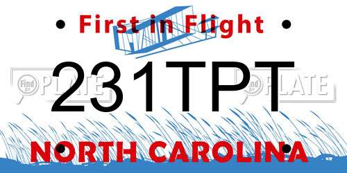 231TPT North Carolina License Plate