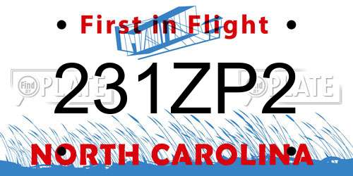 231ZP2 North Carolina License Plate