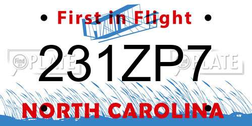 231ZP7 North Carolina License Plate