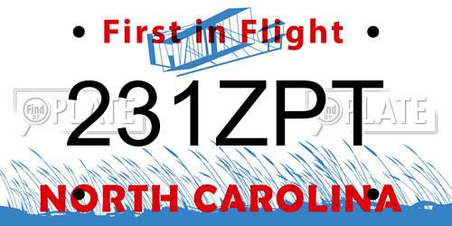 231ZPT North Carolina License Plate