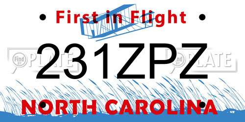 231ZPZ North Carolina License Plate