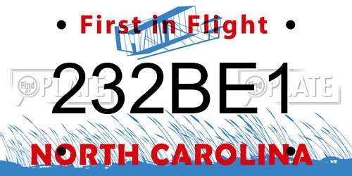 232BE1 North Carolina License Plate