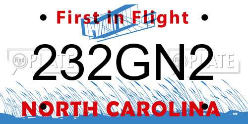232GN2 North Carolina License Plate
