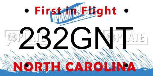 232GNT North Carolina License Plate