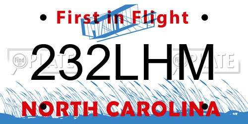 232LHM North Carolina License Plate