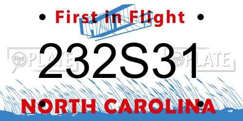 232S31 North Carolina License Plate