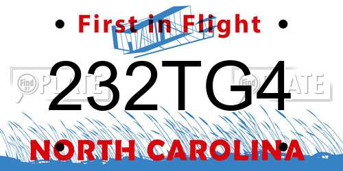 232TG4 North Carolina License Plate
