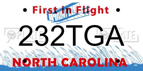 232TGA North Carolina License Plate