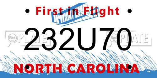 232U70 North Carolina License Plate