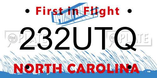 232UTQ North Carolina License Plate