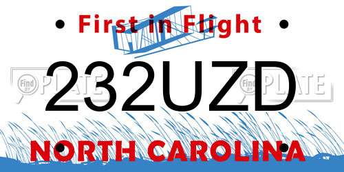 232UZD North Carolina License Plate
